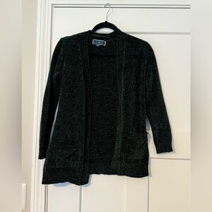 Dark Green Open Front Cardigan